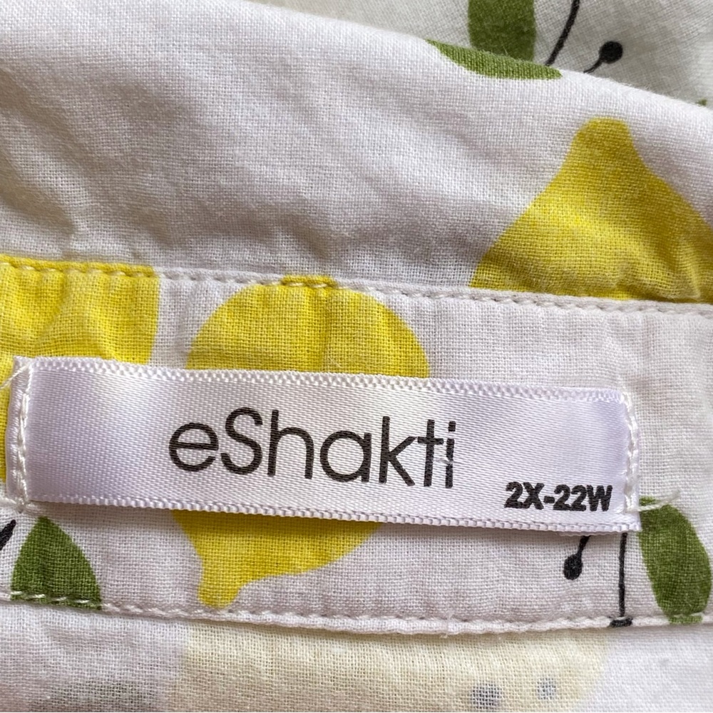 eShakti Lemon Print Dress Woman 2X Pockets Button Front Fit & Flare Cottagecore - Picture 8 of 12